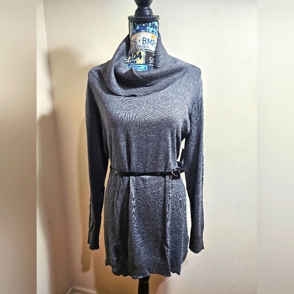 NEW Faded Glory Gray Knit Sweater Dress Cowl Neck XL - Picture 2 of 6